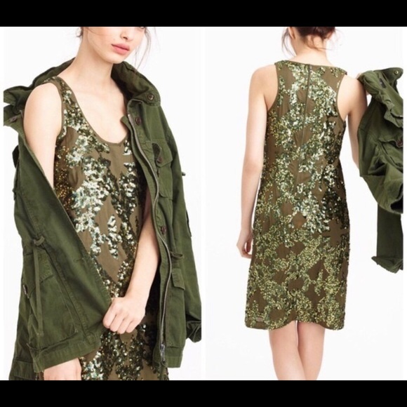 Beautiful J. Crew Olive Green Sequin Dress - Picture 2 of 8